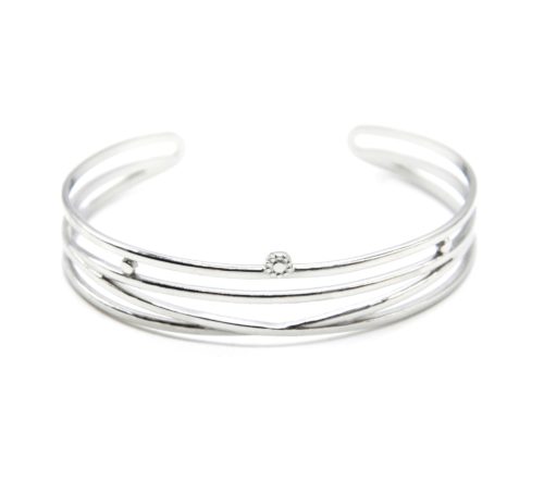 Bracelet-Manchette-4-Rangs-et-Mini-Soleil-Acier-Argente