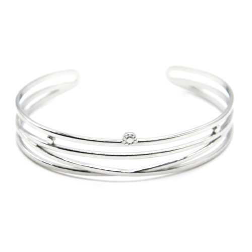 Bracelet-Manchette-4-Rangs-et-Mini-Soleil-Acier-Argente