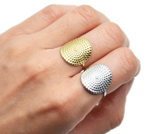 Bague-Reglable-avec-Medaille-Relief-Multi-Points-Acier