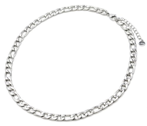 Collier-Chaine-Maillons-Gourmette-Acier-Argente