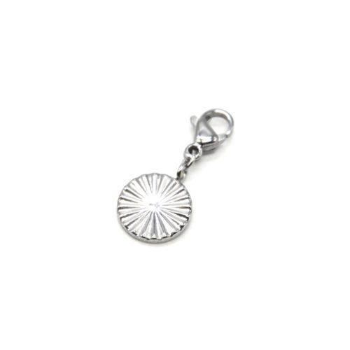 Charm-Medaille-Rayons-Acier-Argente