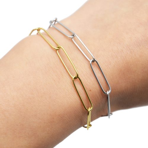 Bracelet-Chaine-Maillons-Rectangles-Ovales-Acier