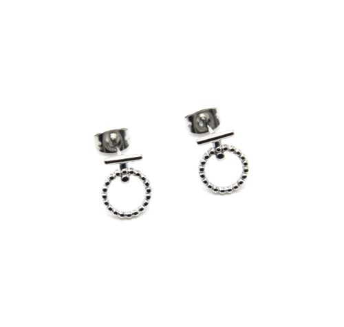 Boucles-dOreilles-Mini-Barre-et-Cercle-Billes-Acier-Argente