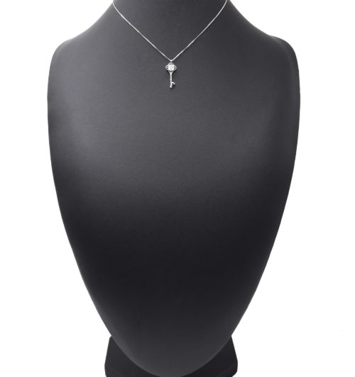 Collier-Fine-Chaine-Argent-925-Pendentif-Cle-Pierres-Zirconium