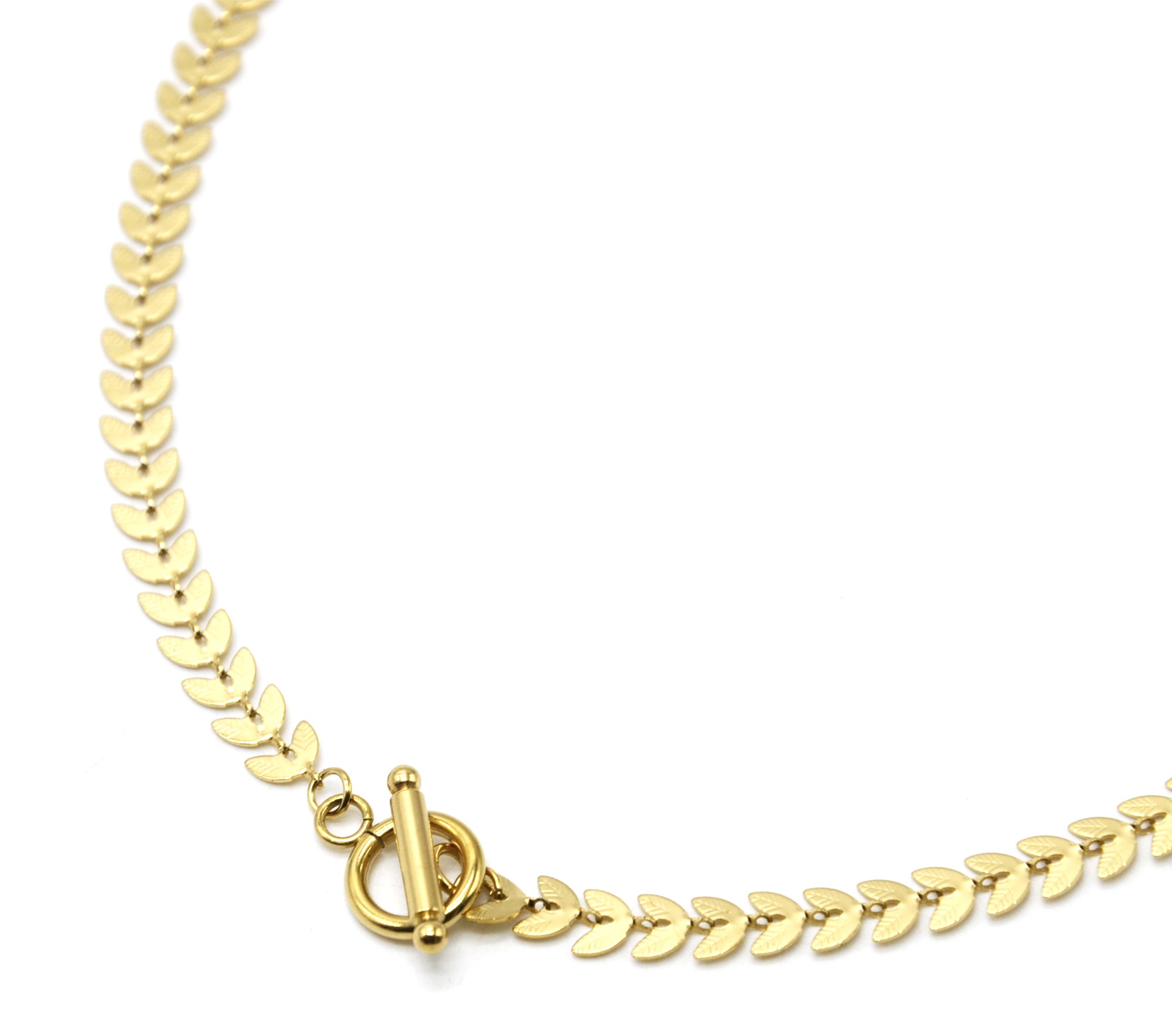 CC3422F - Collier Chaîne Maillons Doubles Acier Doré Fermoir Cercle et  Barre - Oh My Shop