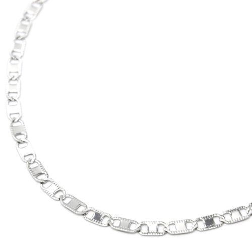 Collier-Chaine-Maillons-Plats-Ajoures-Acier-Argente