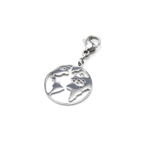 Charm-Globe-Carte-Monde-Acier-Argente