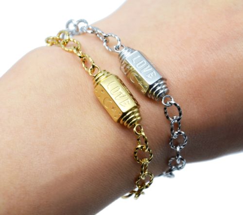 Bracelet-Chaine-Maillons-Tube-Grave-Love-et-Symboles-Acier