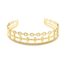 Bracelet-Manchette-3-Rangs-Maillons-Trefles-et-Cercles-Acier-Dore