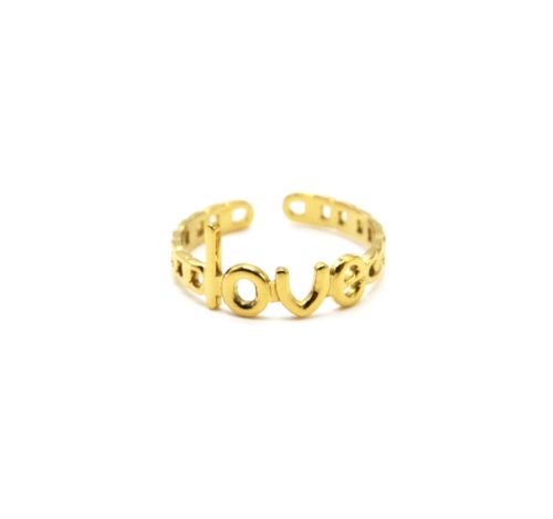 Bague-Anneau-Maillons-avec-Message-Love-Acier-Dore