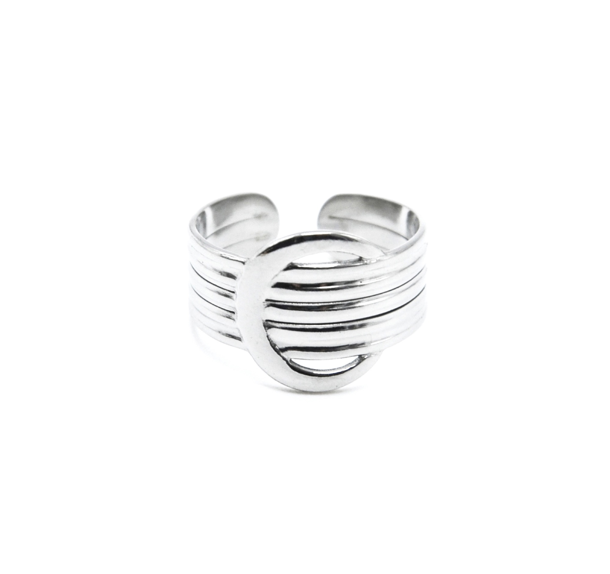 BG1209 Bague Large Style Ceinture avec Boucle Acier Argent Oh