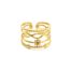 Bague-Large-Quatre-Rangs-Billes-Ondule-et-Soleils-Acier-Dore