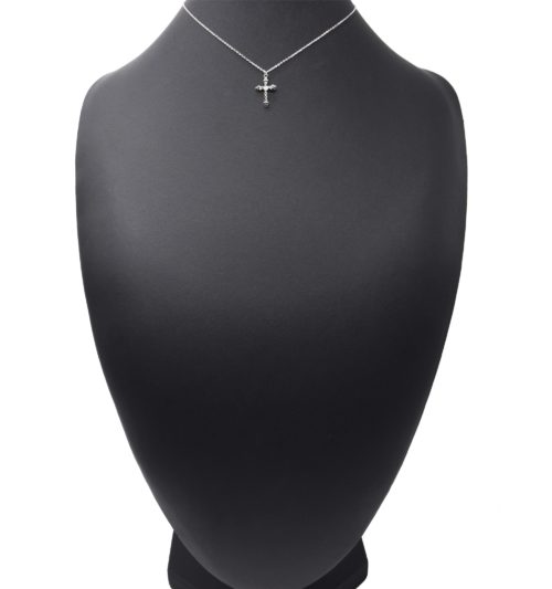 Collier-Fine-Chaine-Pendentif-Croix-Motif-Acier-Argente