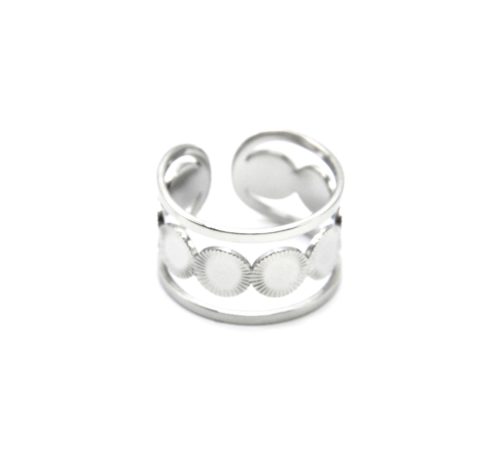 Bague-Large-Multi-Rangs-et-Cercles-Soleils-Acier-Argente