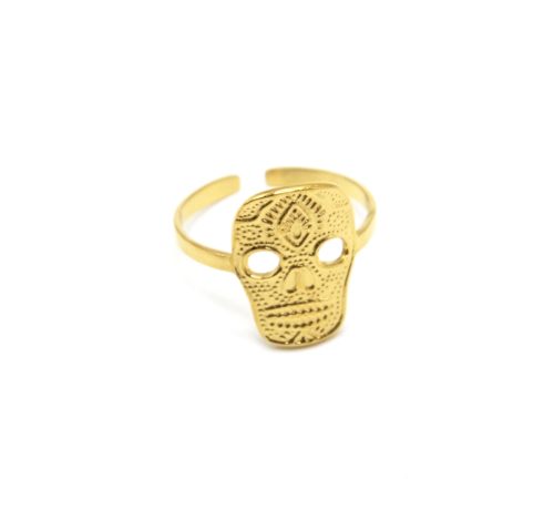 Bague-Anneau-avec-Tete-de-Mort-Calavera-Acier-Dore