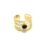 Bague-Large-Multi-Rangs-Marteles-Acier-Dore-et-Pierre-Noire