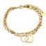 Bracelet-Triple-Chaines-Medailles-Rayons-Billes-et-Cercles-Entrelaces-Acier-Dore