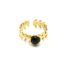 Bague-Anneau-Couronne-Epi-de-Ble-Acier-Dore-et-Pierre-Noire