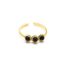 Bague-Fine-avec-3-Pierres-Noires-Contour-Billes-Acier-Dore