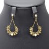 Boucles-dOreilles-Multi-Feuilles-Acier-Dore-et-Pierre-Blanche
