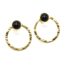 Boucles-dOreilles-Pierre-Noire-et-Cercle-Contour-Martele-Acier-Dore