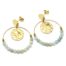 Boucles-dOreilles-Medaille-Martelee-Acier-Dore-et-Cercle-Pierres-Vertes