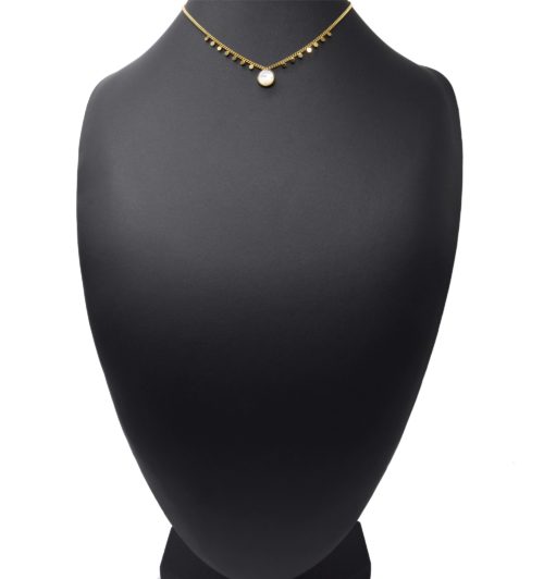 Collier-Chaine-Mini-Pampilles-Acier-Dore-et-Pierre-Nacre