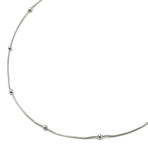 Collier-Ras-du-Cou-Chaine-Billes-Acier-Argente