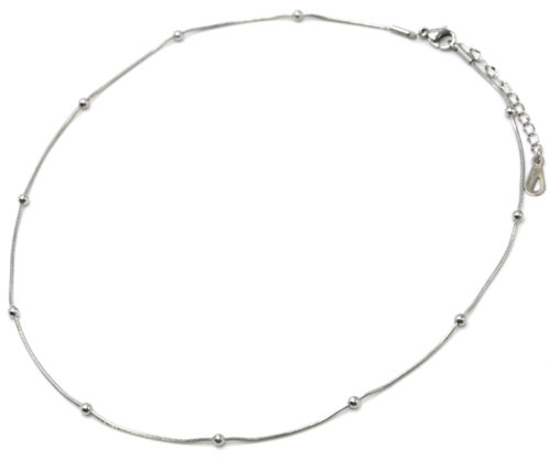 Collier-Ras-du-Cou-Chaine-Billes-Acier-Argente