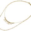 Collier-Double-Chaines-Billes-Acier-Dore-et-Pampilles-Perles-dEau-Douce