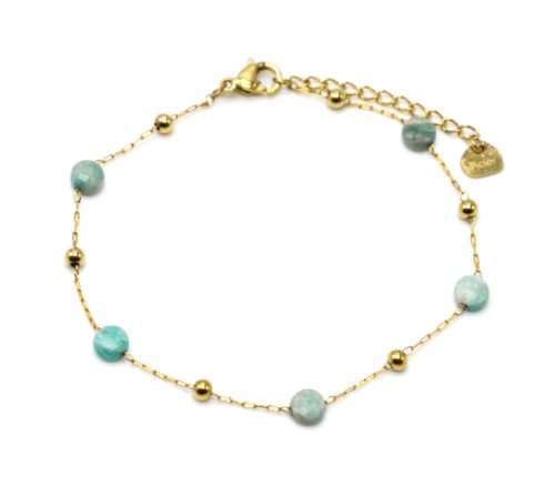 Bracelet-Fine-Chaine-Billes-Acier-Dore-et-Pierres-Vertes
