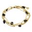 Bracelet-Triple-Chaines-Maillons-Larges-Billes-Acier-Dore-et-Pierres-Noires