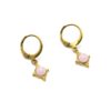 Boucles-dOreilles-Mini-Creoles-Acier-Dore-et-Pierre-Ronde-Rose