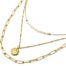 Collier-Triple-Chaines-Maillons-Billes-Perles-et-Medaille-Martelee-Acier-Dore