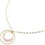 Collier-Fine-Chaine-Maillons-avec-Double-Cercles-Acier-Dore-et-Pierres-Roses