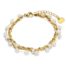 Bracelet-Multi-Chaines-Billes-Maillons-Acier-Dore-et-Pierres-Blanches