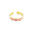 Bague-Fine-avec-Ovales-Email-Rose-Pale-et-Acier-Dore