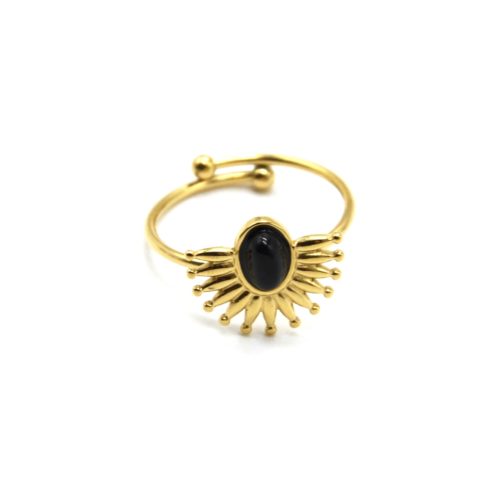 Bague-Anneau-avec-Demi-Soleil-Acier-Dore-et-Pierre-Noire