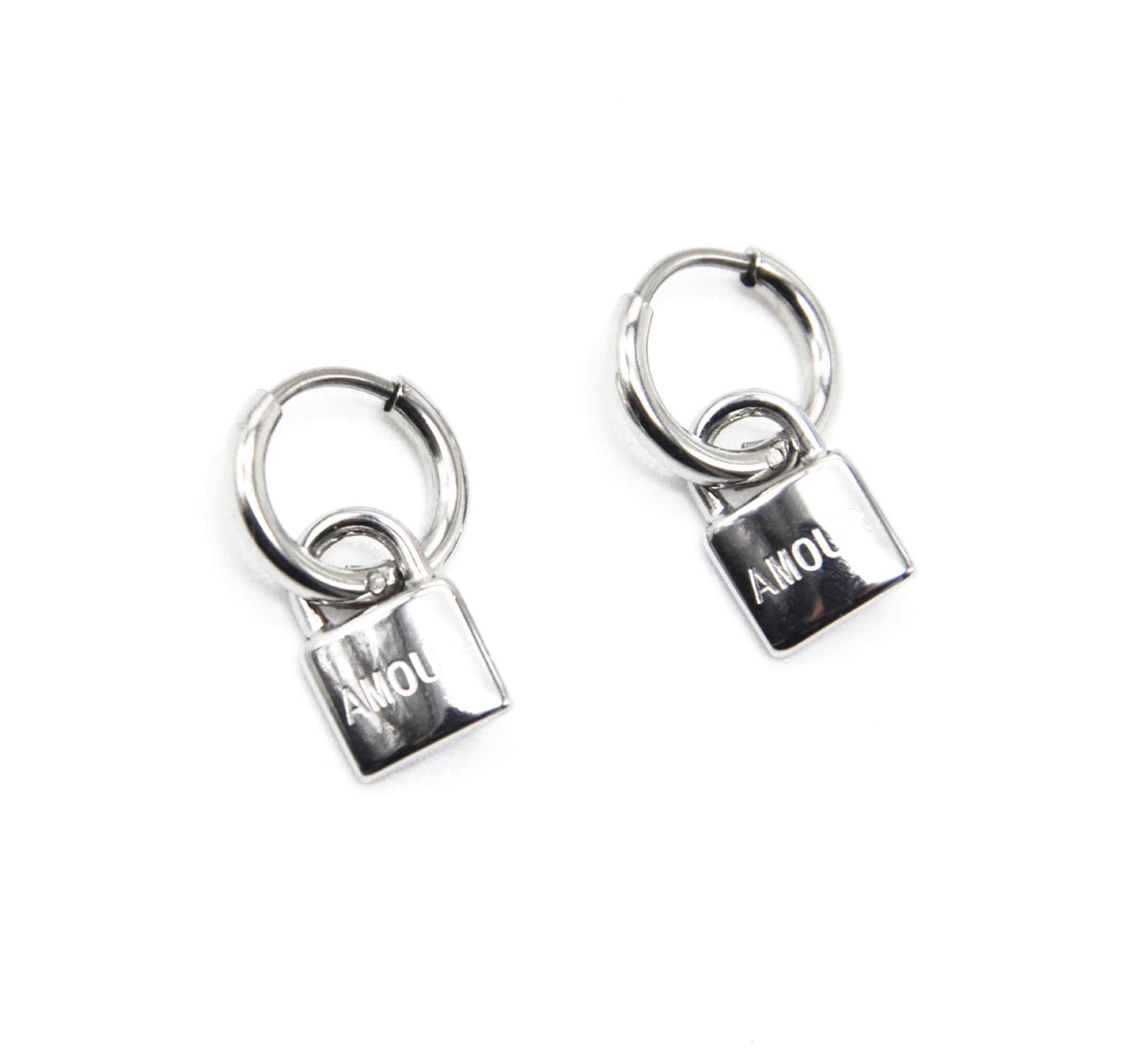 Boucles-dOreilles-Mini-Creoles-avec-Cadenas-Amour-Acier-Argente