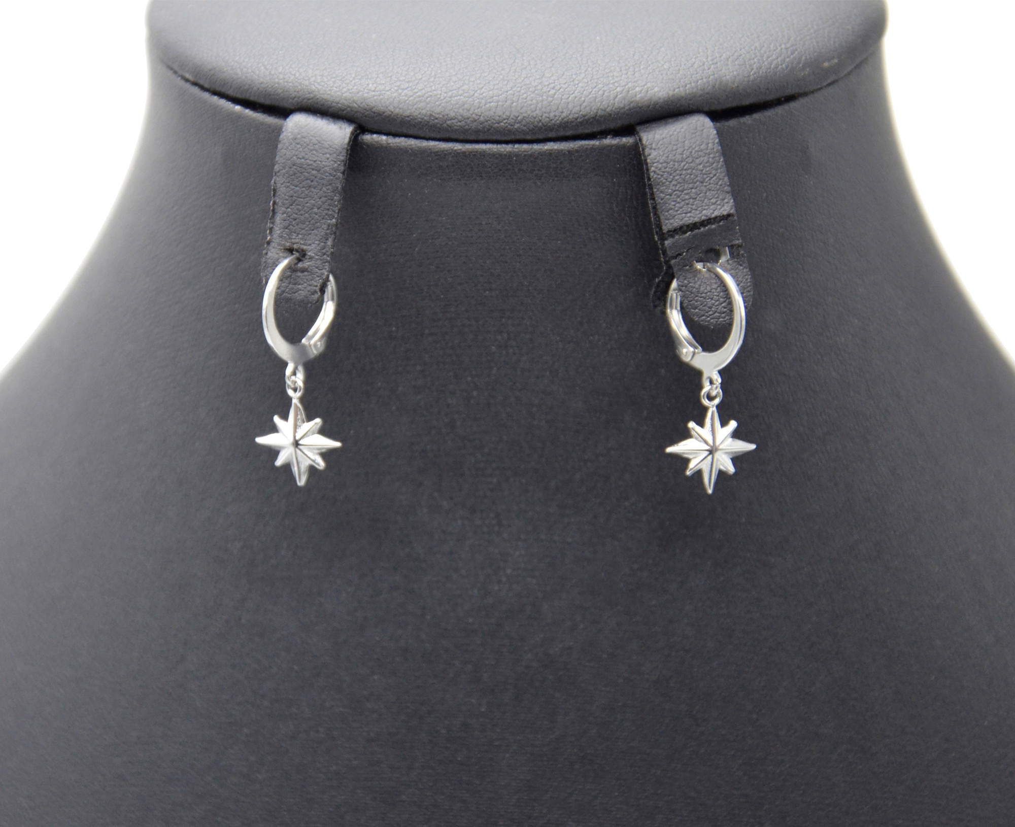 Boucles-dOreilles-Mini-Creoles-avec-Etoile-Polaire-Acier-Argente