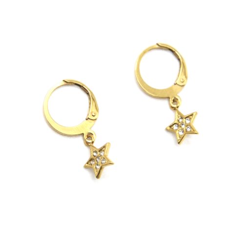 Boucles-dOreilles-Mini-Creoles-avec-Etoile-Strass-Acier-Dore
