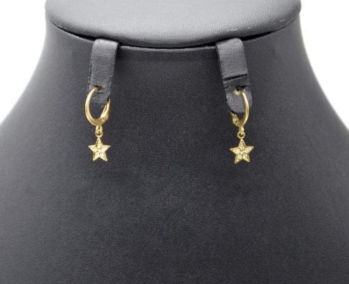 Boucles-dOreilles-Mini-Creoles-avec-Etoile-Strass-Acier-Dore