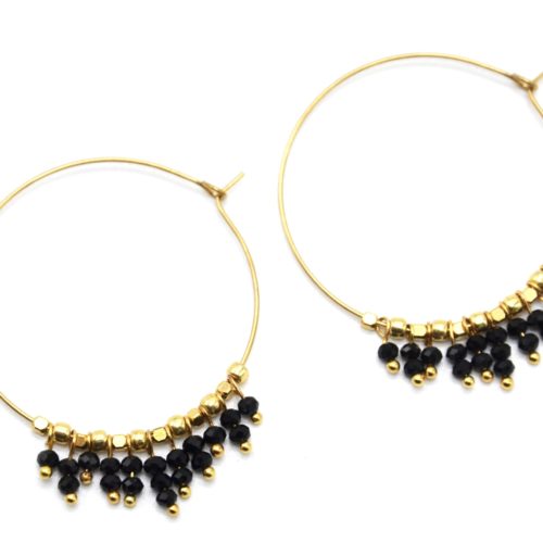 Boucles-dOreilles-Creoles-avec-Mini-Pierres-Noires-et-Perles-Acier-Dore