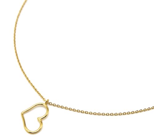 Collier-Fine-Chaine-Pendentif-Coeur-Contour-Acier-Dore