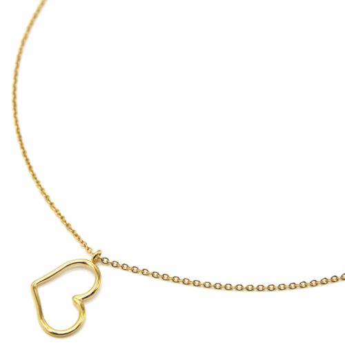 Collier-Fine-Chaine-Pendentif-Coeur-Contour-Acier-Dore