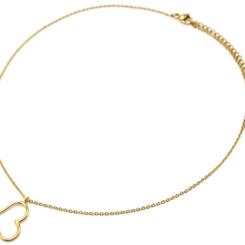 Collier-Fine-Chaine-Pendentif-Coeur-Contour-Acier-Dore