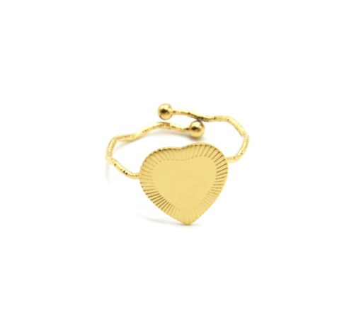 Bague-Fine-Zigzag-avec-Medaille-Coeur-Acier-Dore