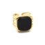 Bague-Large-Multi-Rangs-Acier-Dore-avec-Pierre-Carree-Noire