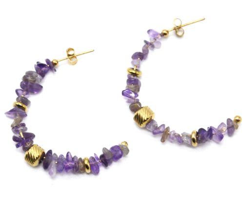 Boucles-dOreilles-Creoles-avec-Pierres-Violettes-et-Anneaux-Acier-Dore