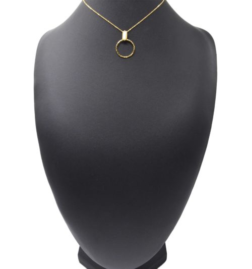 Collier-Fine-Chaine-avec-Pierre-Nacre-et-Cercle-Martele-Acier-Dore